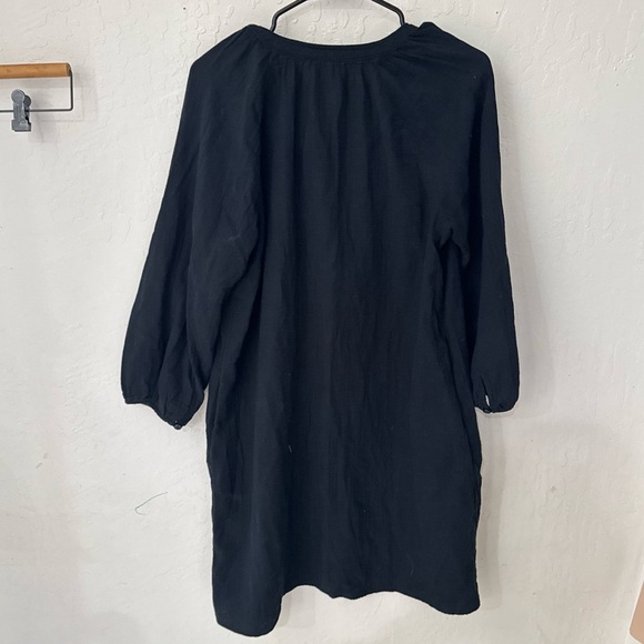 Universal Thread Black Henley Button Front Cotton Gauze Dress M - Picture 2 of 4